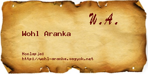 Wohl Aranka névjegykártya